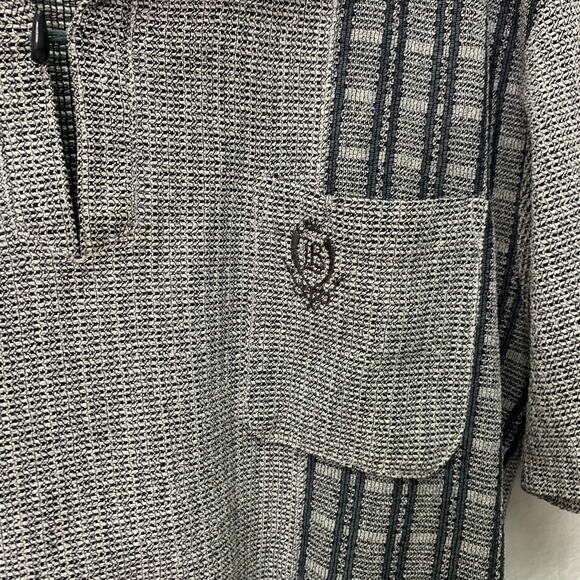 VTG Lindbergh Mens Large Gray Black Woven Pullover Short Sleeve Polo Shirt - Picture 3 of 11